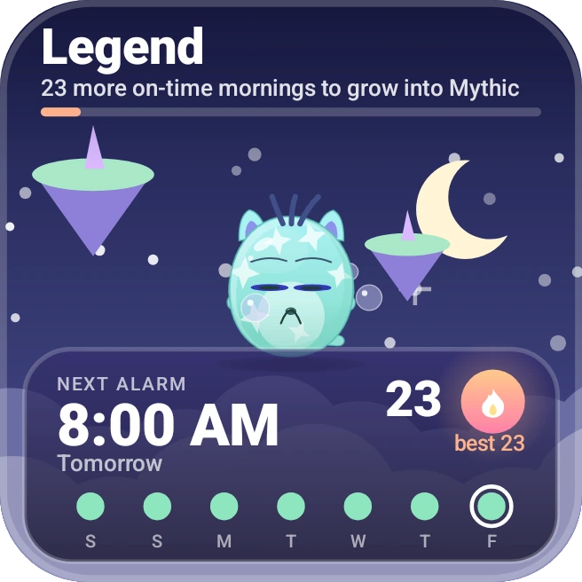 Large Nimi widget with your next alarm and your week